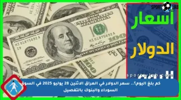كم بلغ اليوم؟.. سعر الدولار في العراق الإثنين 28 يوليو 2025 في السوق السوداء والبنوك بالتفصيل